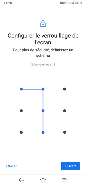 Dessinez un motif de déverrouillage et sélectionnez Suivant