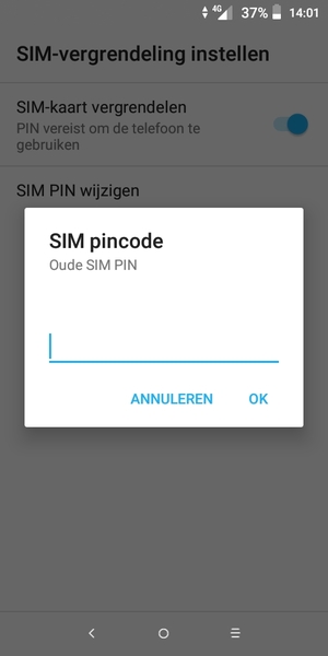 Voer uw Oude SIM PIN-code in en selecteer OK