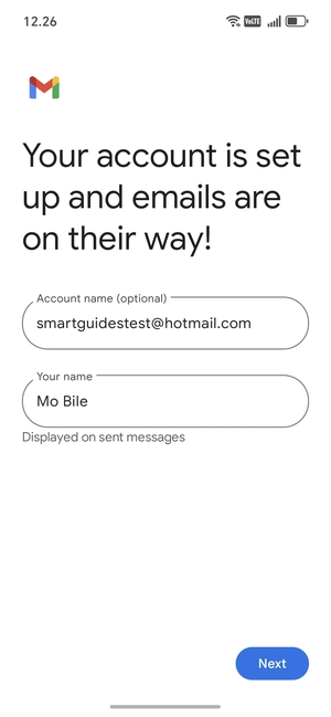 Give your account a name and enter your name. Select Next