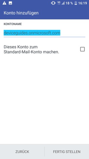 Geben Sie Ihrem Konto einen Namen und wählen Sie FERTIG STELLEN
