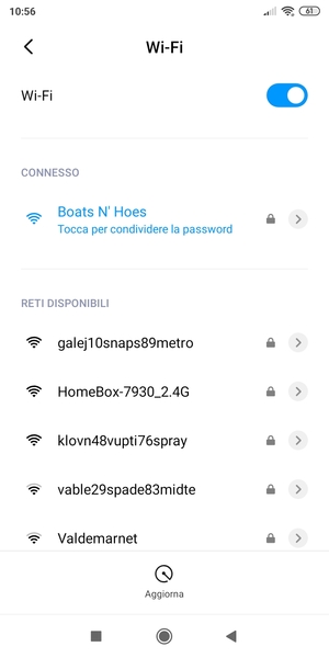 Ora sei connesso alla rete Wi-Fi