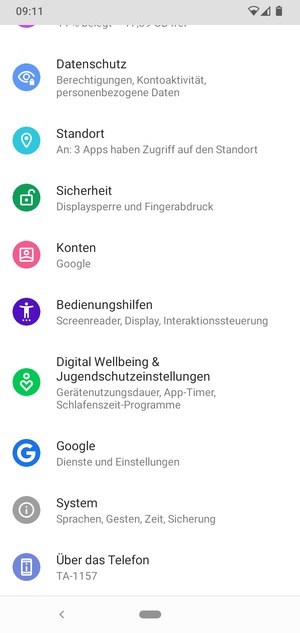 Scrollen Sie und wählen Sie System