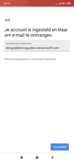Geef uw account een naam en selecteer VOLGENDE