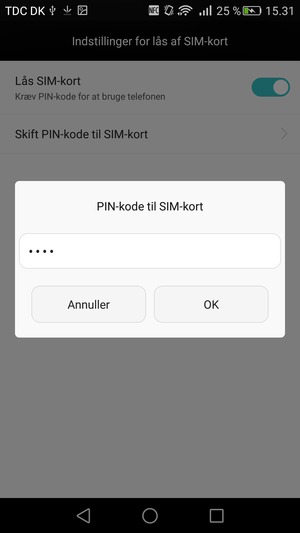 Indtast din Gamle PIN-kode til SIM-kort og vælg OK