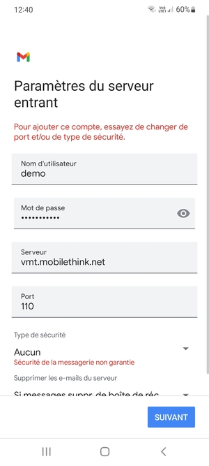 Sélectionnez SUIVANT