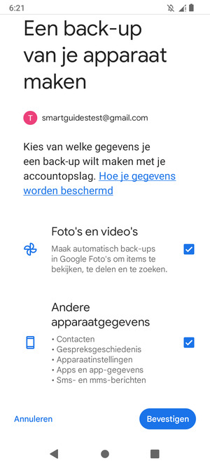 Selecteer uw voorkeursopties en selecteer Bevestigen