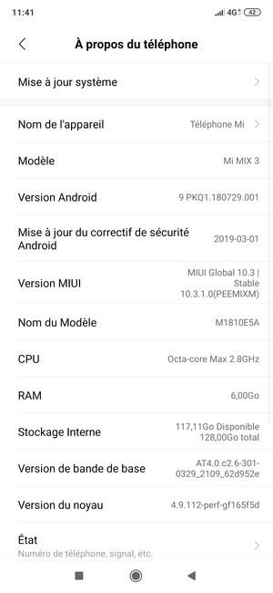 Sélectionnez Mise à jour système