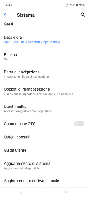Seleziona Aggiornamento di sistema