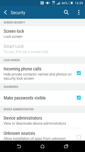 Select Screen lock