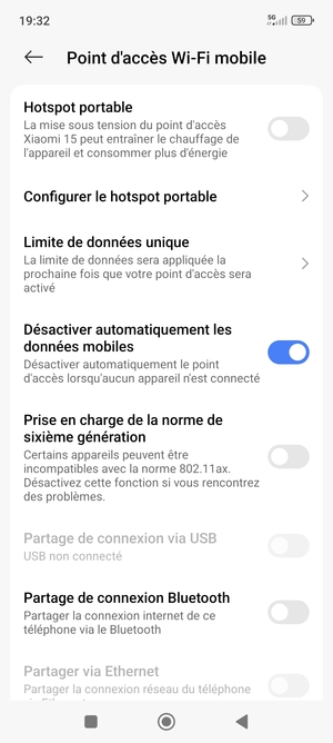 Sélectionnez Configurer le hotspot portable