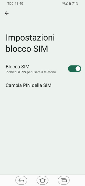 Seleziona Cambia PIN della SIM