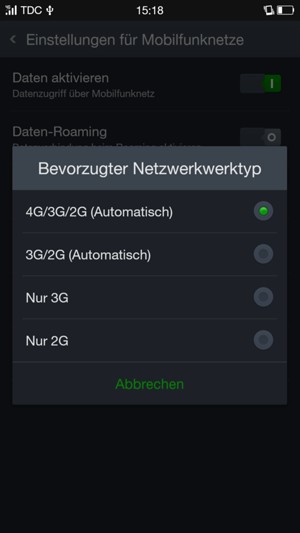 Wählen Sie die gewünschte Option