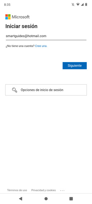 Introduzca su Dirección de correo electrónico y seleccione Siguente