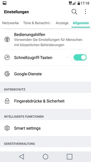 Scrollen Sie und wählen Sie Fingerabdrücke & Sicherheit