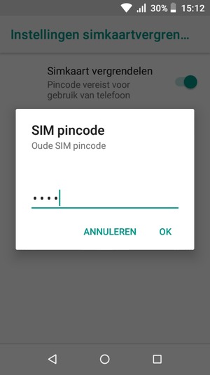 Voer uw Oude SIM pincode in en selecteer OK