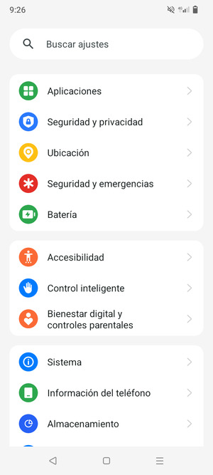 Desplácese y seleccione Seguridad y privacidad