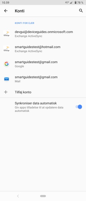 Vælg din Google konto