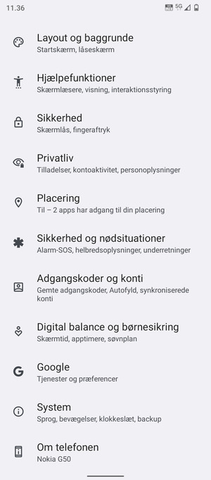 Scroll til og vælg System