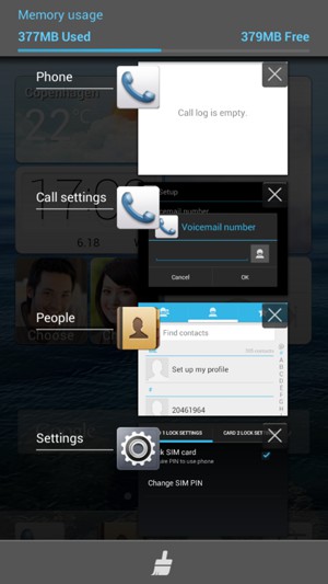 Select the Delete icon to close all running apps