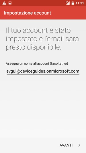 Scegli un nome per il tuo account e seleziona AVANTI