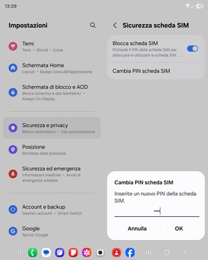Inserisci Nuovo PIN della scheda SIM e seleziona OK