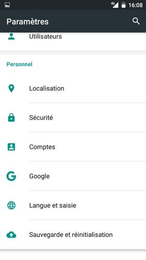 Faites défiler et sélectionnez Sécurité