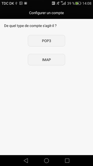 Sélectionnez POP3 ou IMAP