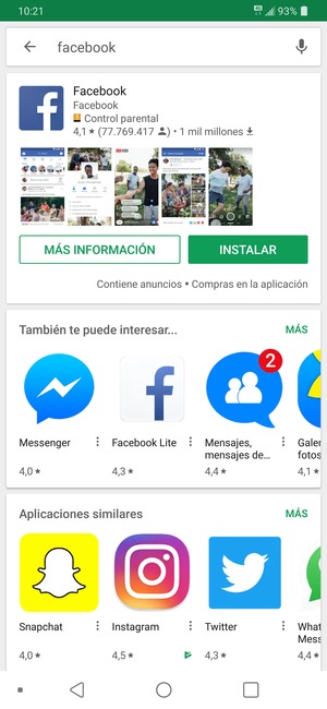 Seleccione la aplicación