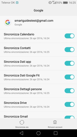 Seleziona Sincronizza ora