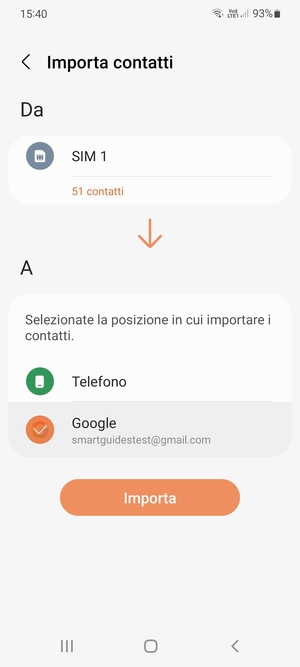 Seleziona Importa
