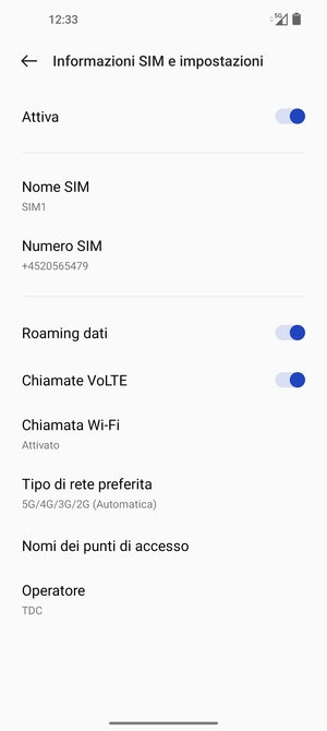 Attiva o disattiva Roaming dati
