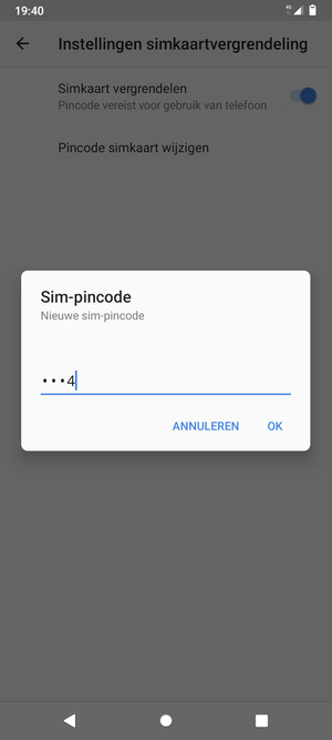 Voer uw Nieuwe sim-pincode in en selecteer OK