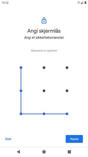 Tegn et opplåsingsmønster og velg Neste
