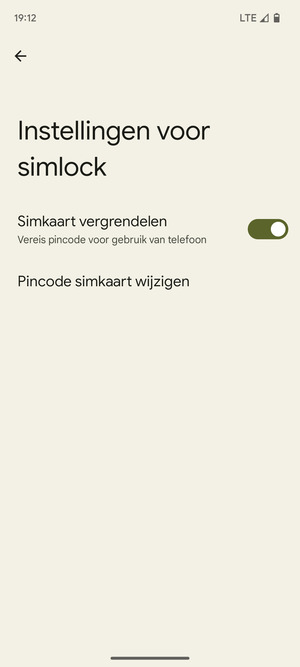 Selecteer Pincode simkaart wijzigen