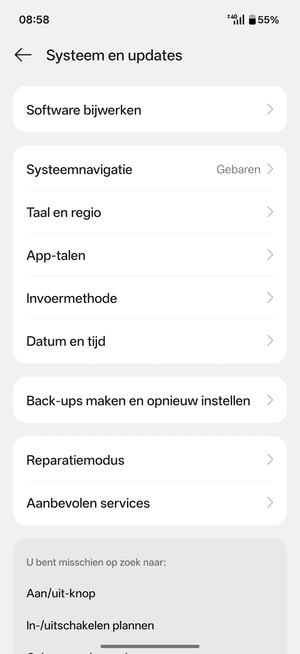 Selecteer Back-ups maken en opnieuw instellen