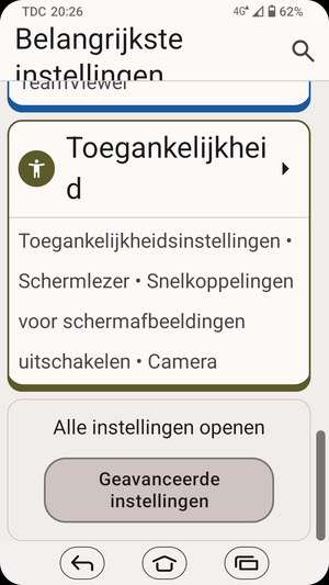 Scroll naar en selecteer Geavanceerde instellingen
