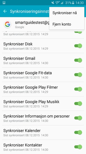 Velg Synkroniser nå