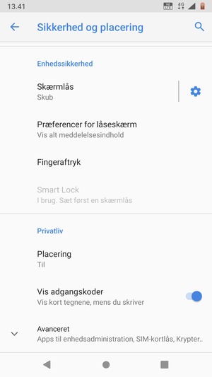 Scroll til og vælg Placering
