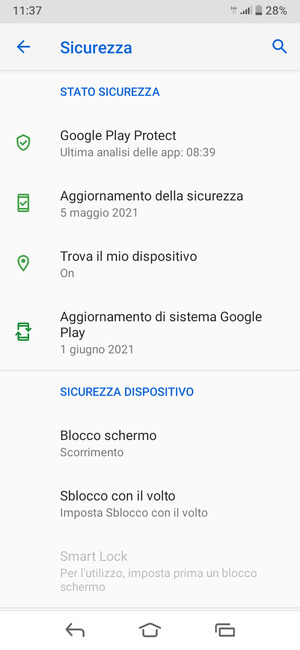Per attivare il blocco dello schermo, vai al menu Sicurezza e seleziona Blocco schermo