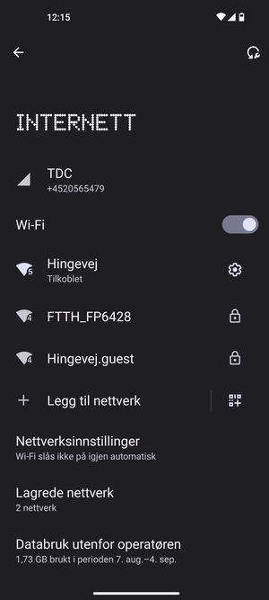 Du er nå koblet til Wi-Fi-nettverket
