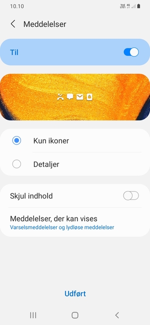 Vælg dine foretrukne muligheder og vælg Udført