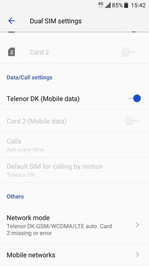Scroll to and select Mobile networks