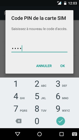 Veuillez confirmer votre nouveau Code PIN et sélectionner OK
