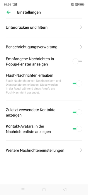 Wählen Sie Weitere Nachrichteneinstellungen