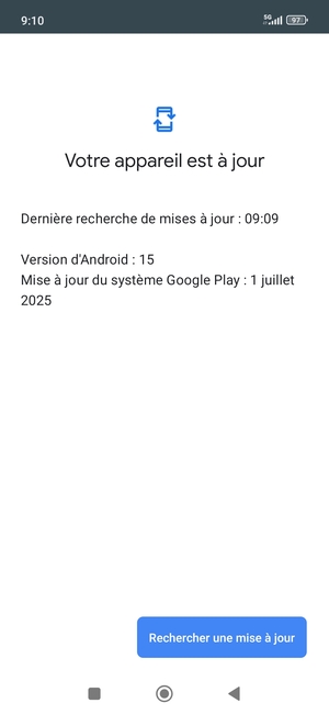 Si votre téléphone est à jour, vous verrez l'écran suivant