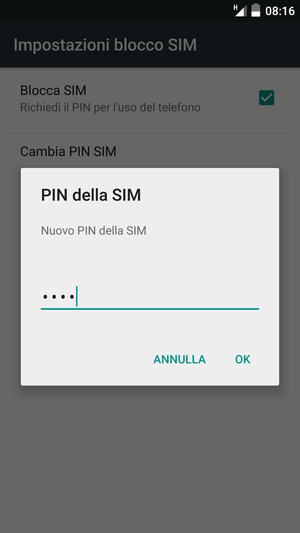 Inserisci Nuovo PIN della SIM e seleziona OK