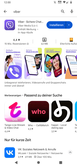 Wählen Sie die App