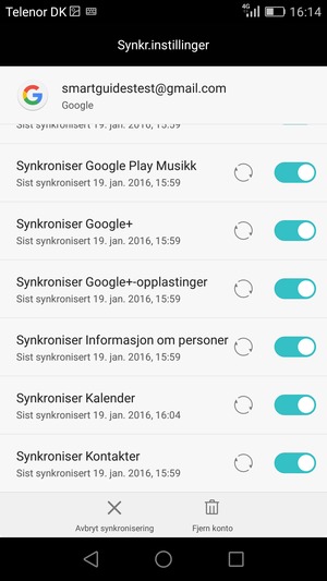 Din informasjon blir synkronisert