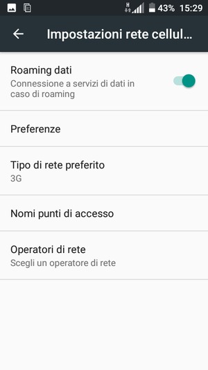 Attiva o disattiva Roaming dati