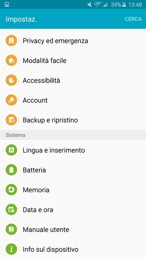 Scorri e seleziona Info sul dispositivo